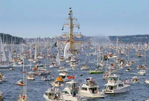 Commonwealth Prints: Tall Ships flotilla in Sydney Harbour for Australia's Bicentenary, 1988