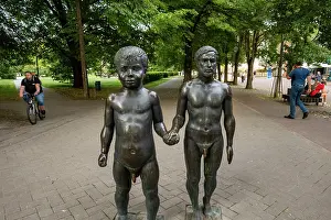Sculptor Prints: Tartu, Estonia The landmark Father and Son statue in the Tartu Keskpark on Küüni Street by Ülo Õun from 2004