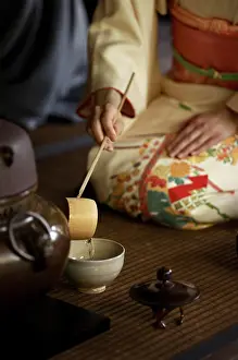 Incidental People Prints: Tea ceremony in Shodensan-so, Kyoto, Japan, Asia