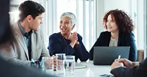 Pitch Prints: Team, planning and meeting with business people in office for growth strategy