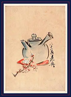 1750 Prints: Teapot with cherry or plum blossoms, between 1750 and 1850, 1 painting : color