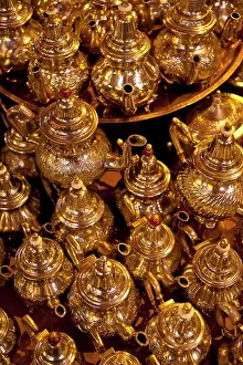 Souk Prints: Teapots for sale; Marrakesh, Morocco