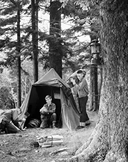 Tent Prints: Three teenage boys camping in a forest