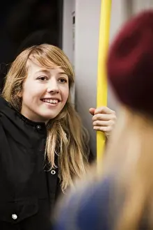 Arts Culture And Entertainment Prints: Teenage girl (14-15) in underground train