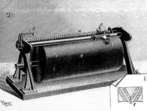 Exposition Prints: Telegraphone: magnetic recording telephone invented by vlademar Poulsen (1869-1942)