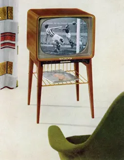 Electronics Prints: Television in the early 1960s. The swedish televison manufacturer Dux Radio and a commercial ad for their model Sport