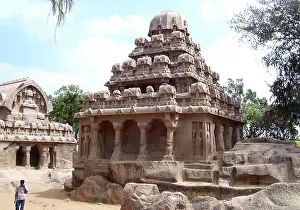 India Prints: Temples cut from the living rock, at Marmalapuram, south of Chennai (Madras), India
