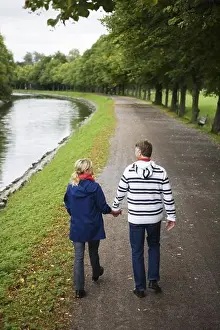 Swedish Prints: A tender couple strolling in the park, Sweden