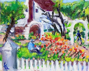 Retirement Prints: Tending the Roses, 2021, Richard H. Fox (b.1960/American), Oil on Canvas