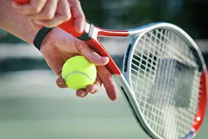 Workout Prints: Tennis court, outdoor and hands with racket