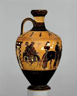 Heads Prints: Terracotta lekythos (oil flask) ca