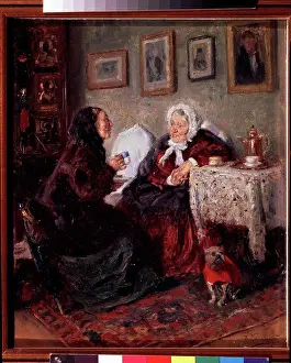 The Wanderers Prints: Tete-a-tete by Makovsky, Vladimir Yegorovich (1846-1920)/ State Tretyakov Gallery