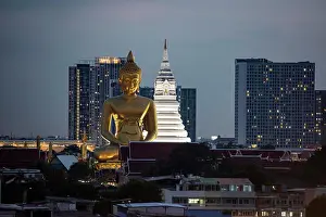 Architektur Prints: THAILAND BANGKOK THONBURI BIG BUDDHA a view of the Big Buddha at Paknam Temple in Thonburi in the city of Bangkok