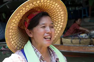 Emily Wilson Prints: Thailand, Chiang Mai. Female vendor along the waterways of Chiang Mai
