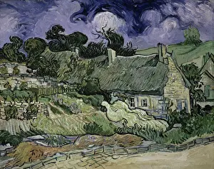 Post Impressionism Prints: Thatched Cottages at Cordeville 1890 Vincent van Gogh (1853-1890/Dutch) Musee d'Orsay