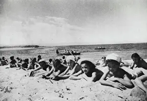 Misc Prints: 'The Tragedy Of Russia' -- Youngsters of a Khirgiz Children's Sanatorium sun-bathe on the beach