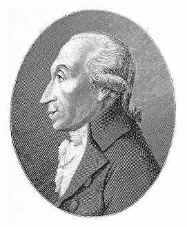 Heads Prints: Theodor Gottlieb von Hippel, historical illustration in Deutsche Literaturgeschichte or German literature from 1885
