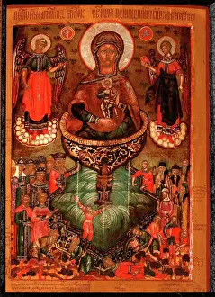 Madonna Prints: Theotokos Life-giving Spring by Russian icon / Private Collection / Russian icon painting / 1686 / Russia / Tempera