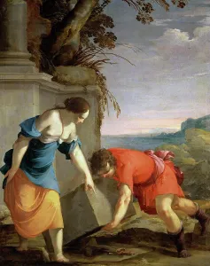 1158 Prints: Theseus Finds His Father's Sword 1634 Laurent de La Hyre (1606-1656 French) Musee des Beaux-Arts