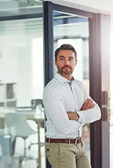 Expert Prints: Thinking, business and man for pride in office of about us