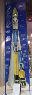 Ussr Prints: Three-stage 'Vostok' carrier rocket which put the Earth's first astronaut Yuri Gagarin into orbit