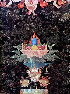 China Prints: Tibetan silk hanging, depicting an offering 17th century
