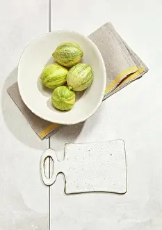 Overhead View Prints: Tiger lemons in a bowl