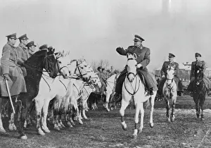 1950 Prints: Tito Inspects Officers Of His Guard -- Yugoslavia's Marshal Josip Broz Tito (right centre)