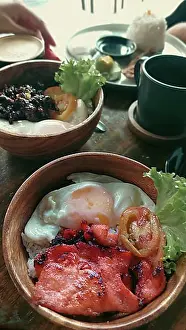 Southeast Asia Prints: Tocilog and tapsilog, two of the most common traditional daily Filipino breakfast food in the Philippines