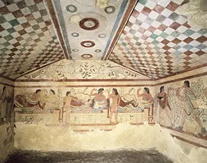 Frescoes Prints: Tomb of the Leopards. ITALY. Tarquinia