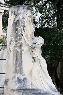 Grave Prints: Tomb monumental statue woman trying to hold a child rising to heaven