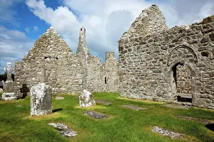 Marker Prints: Tombstones In A Cemetery And An Old Cathedral, Clonmacnoise County Offaly Ireland