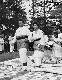 Group Of People Prints: Tongan Wedding. Prince Fatafehi Tui Pelehake and his Maori bride