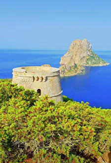 Outlook Prints: Torre des Savinar and Es Vedra Islets in background, Ibiza, Balearic Islands, Spain