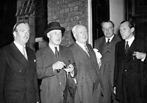 Five People Prints: Tory Shadow Cabinet Meets At Churchill's Home -- Photographed outside the Hyde Park Gate residence of Mr Churchill
