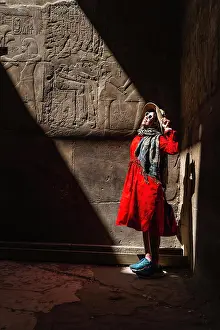 Explorations Prints: Tourist admiring the ancient temple in Luxor - Egypt