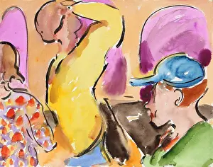 Communication Prints: Tourists, 2007, Richard H. Fox (b.1960/American), Watercolor and Ink on Paper