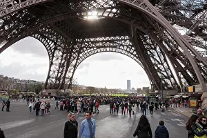 Capital Cities Prints: Tourists at Eiffel Tower, Paris, France