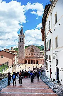 Urban Environment Prints: Toursisen on the staircase leading to the Piazza del Duomo