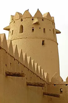 United Arab Emirates Prints: A tower and walls, Al Jahili Fort, Al Ain, Abu Dhabi, United Arab Emirates, Asia