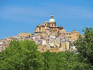 Urban Environment Prints: Town view with Piazza Armerina Cathedral