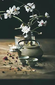Back Ground Prints: Traditional Asian tea ceremony arrangement
