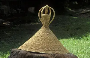 Handmade Prints: Traditional Basotho hat woven from grass