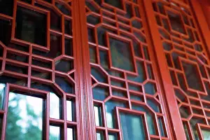 Cropped Prints: Traditional red Japanese door