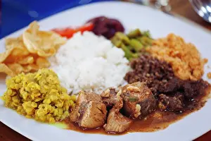 Rice Prints: Traditional Sri Lankan cuisine including pol sambol, rotti and fish curry, Sri Lanka, Asia