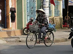 Bicycle Prints: Traffic in Hue City, Vietnam, Asia