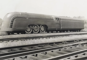 Railroad Prints: Train on a railroad track, Mercury Streamlined Steam Locomotive, New York Central Railroad