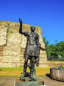 Architektur Prints: Trajan statue in London HDR High dynamic range HDR Ancient Roman statue of Emperor Trajan in London