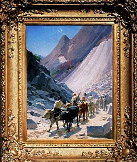 The Wanderers Prints: Transportation of Marble blocks in Carrara by Ge