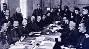 1918 Prints: The Treaty of Brest-Litovsk was a peace treaty signed on 3 March 1918 between the new Bolshevik government of Soviet